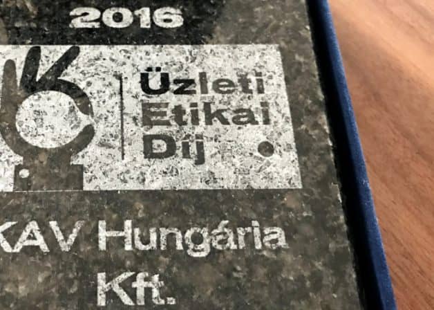 Üzleti Etikai Díjat kapott a KAV Hungária