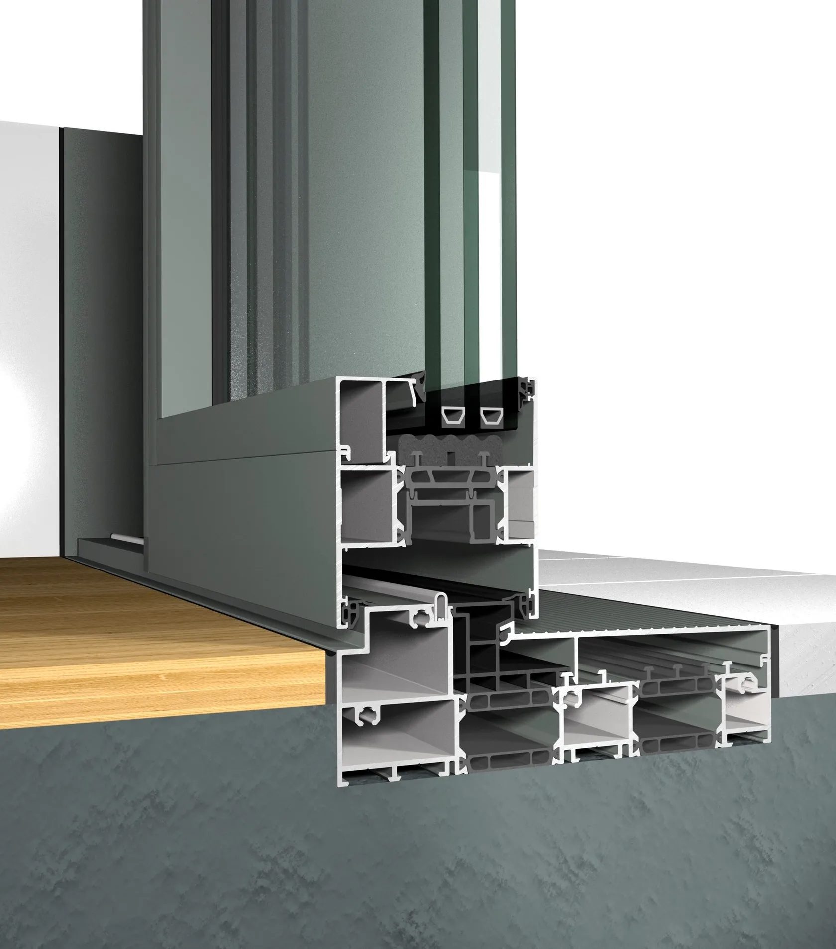 Reynaers-alumínium-emelő-toló-ajtó-MasterPatio-monorail-egy-sínes-sliding-door-metszet-padló-csatlakozás